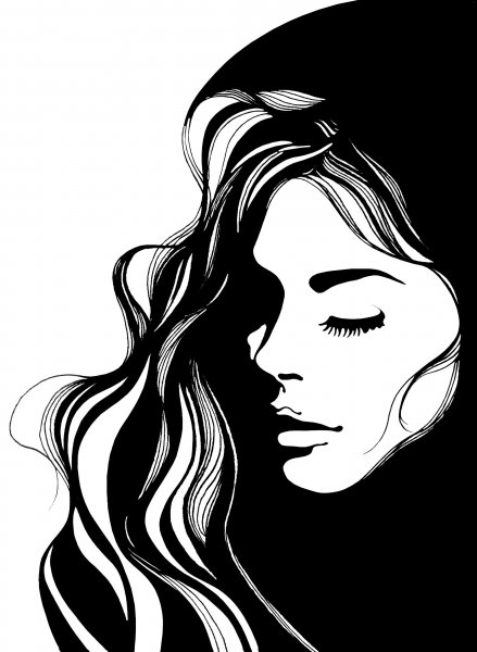 Стилизованный портрет черно белый