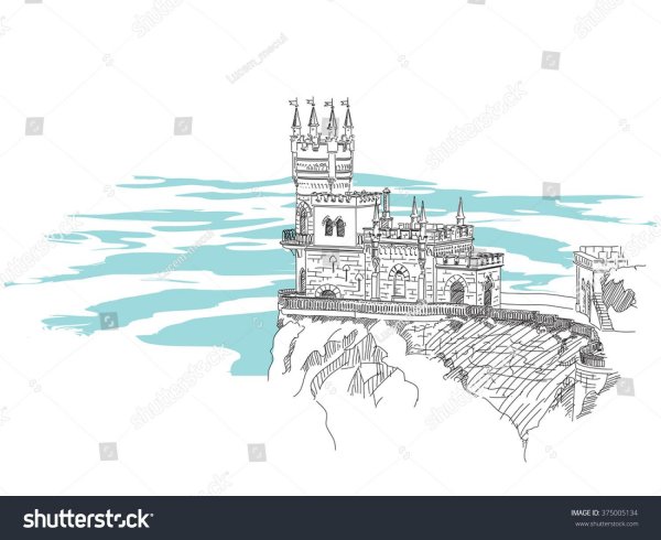 Силуэт ласточкиного гнезда на фоне моря