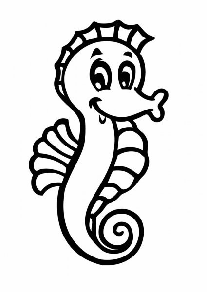 Разукрашка морской конек