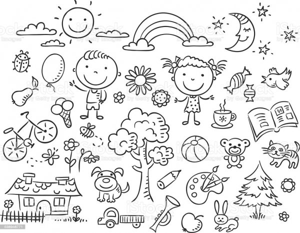 Узор детский чёрно белый