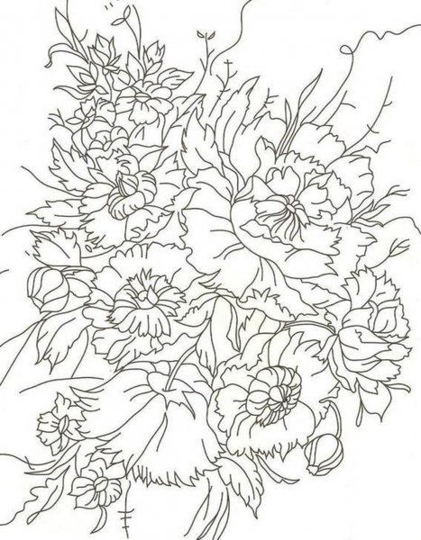 Эскизы цветов для батика