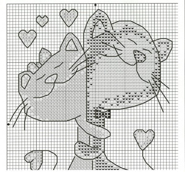 Контурная вышивка крестом схемы