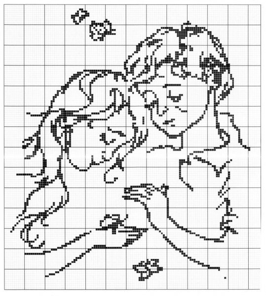 Черно белая вышивка крестиком