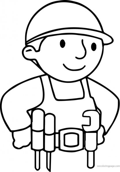 Строитель раскраска для детей