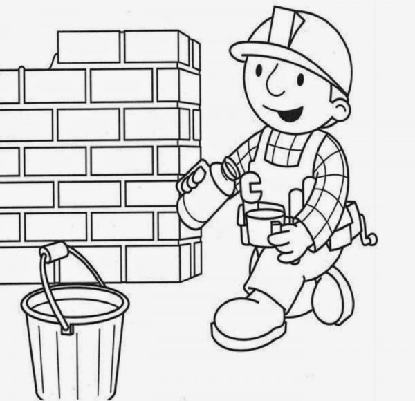 Строитель раскраска для детей