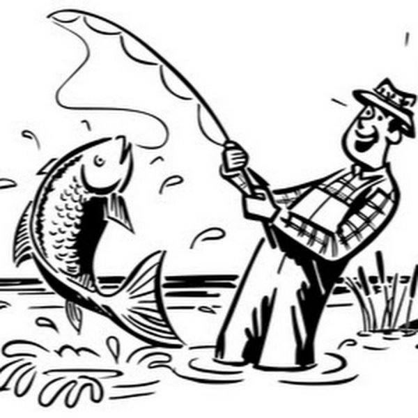 Раскраска Рыбак с рыбой