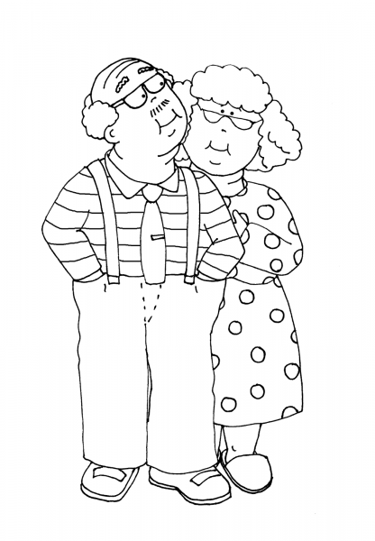 Бабулька с палочкой раскраска