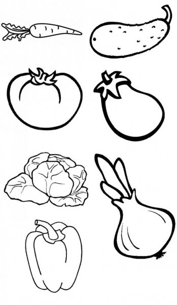 Раскраски для детей овощи и фрукты