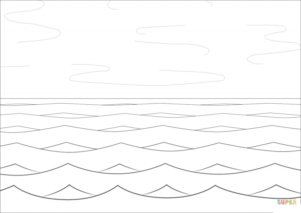 Раскраска море волны