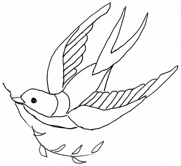 Ласточка трафарет для рисования