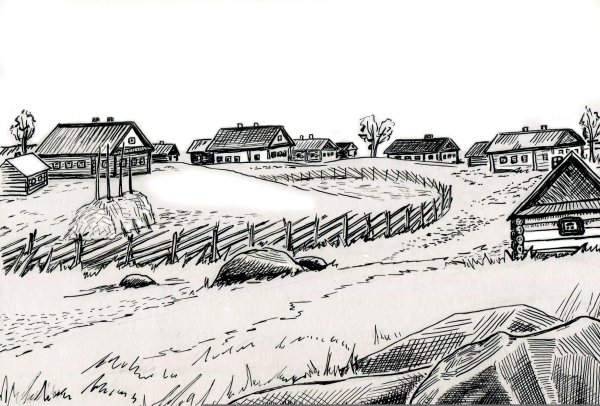 Деревня карандашом
