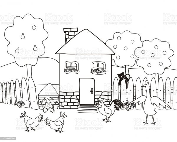 Двор раскраска для детей