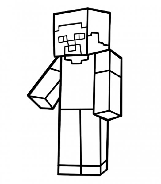 Раскраска для мальчиков майнкрафт Стив и КРИПЕР