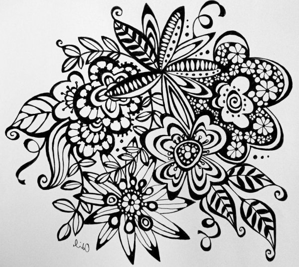 Цветы гелевой ручкой