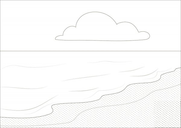 Раскраска море и пляж