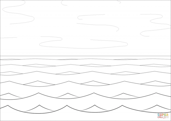 Раскраска море волны