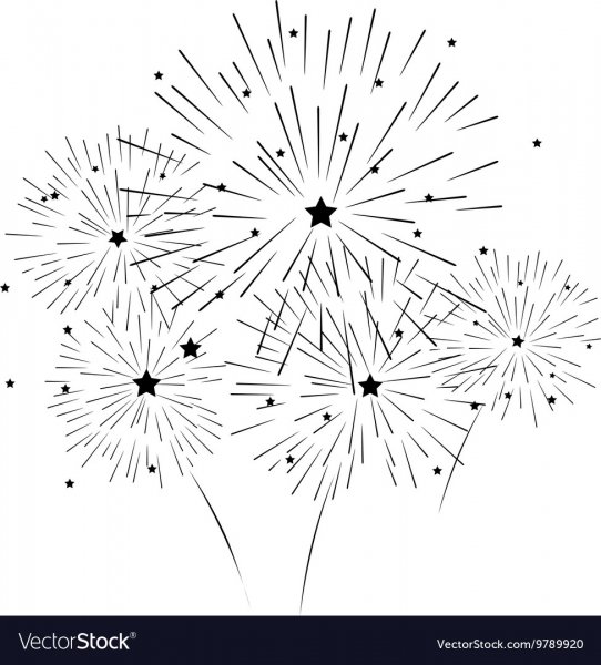 Салют на прозрачном фоне черно белый