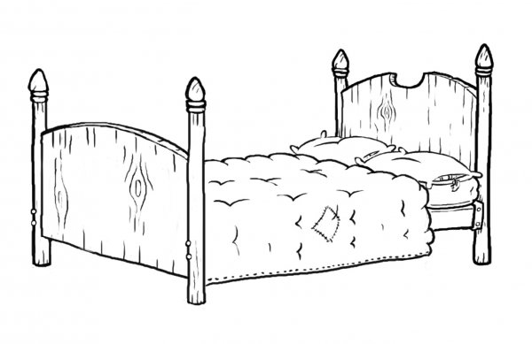 Кровать раскраска для детей