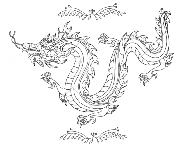 Китайский дракон контур