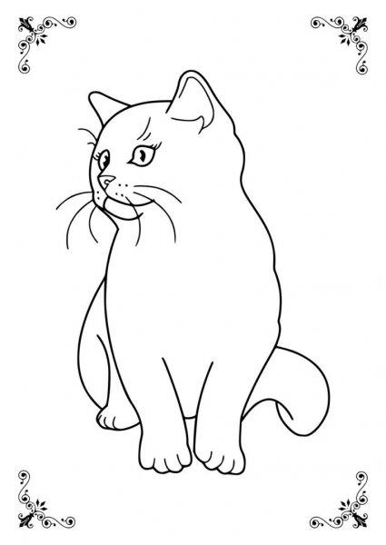 Кошка раскраска для детей