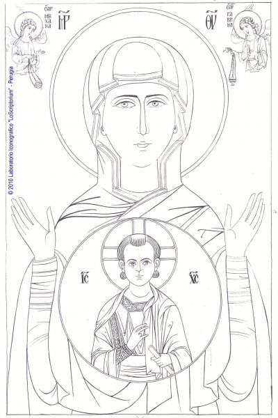 Прорись иконы Казанской Божьей матери