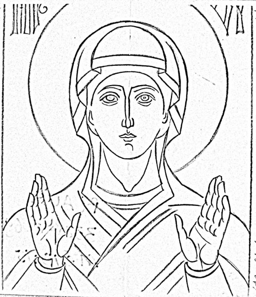 Владимирская икона Божией матери прорись
