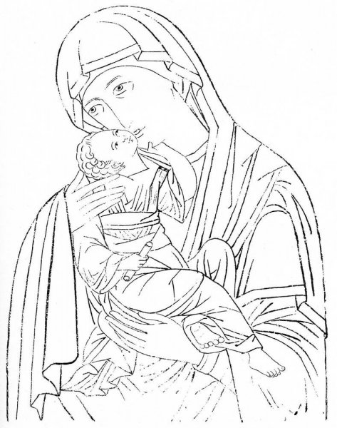 Казанская икона Божией матери прорись