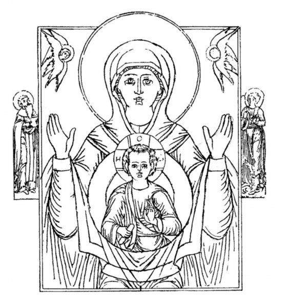 Прорись иконы Казанской Божьей матери