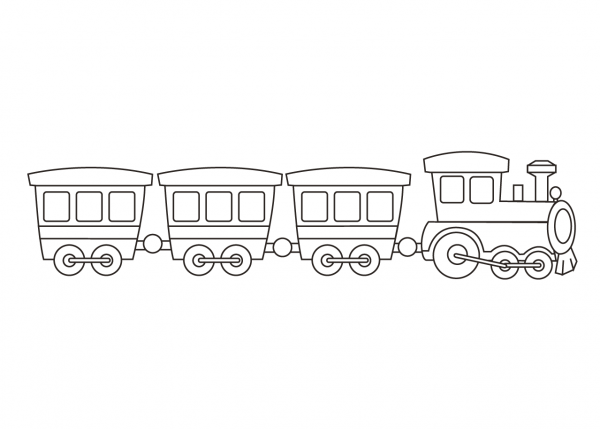 Паровозик с вагонами раскраска для малышей