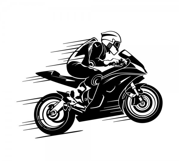 Силуэт мотоциклиста в шлеме