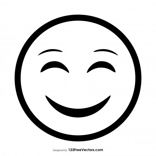 Улыбающийся смайлик черно белый