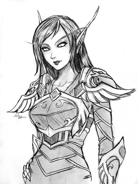 Эльфийка черно белая