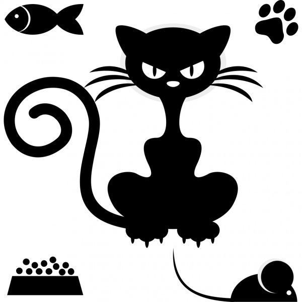 Черная кошка трафарет