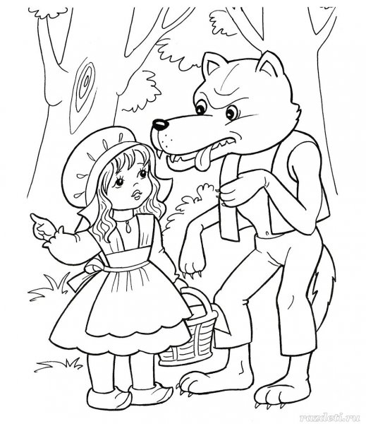 Сказка ш. Перро красная шапочка раскраска