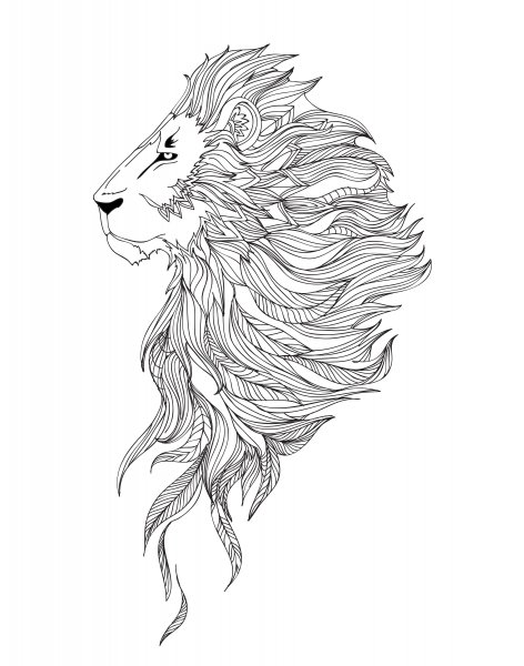 Лев раскраска тату