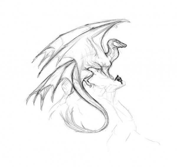 Дракон рисунок карандашом