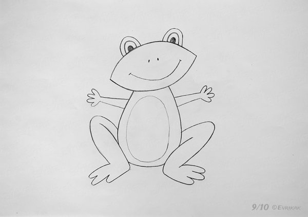 Поэтапное рисование лягушки