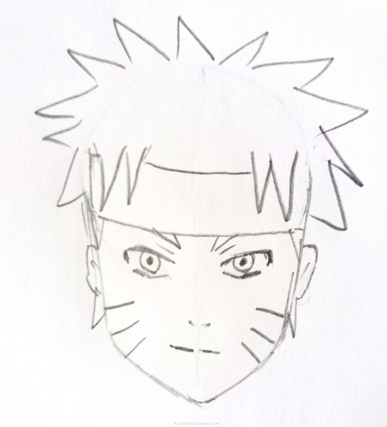 Лицо Наруто карандашом
