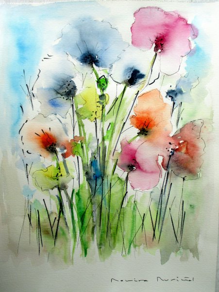 Рисование цветов акварелью для детей