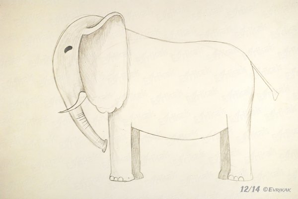 Рисунки слона карандашом лёгкие