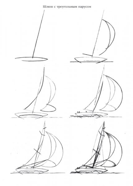 Поэтапное рисование корабля