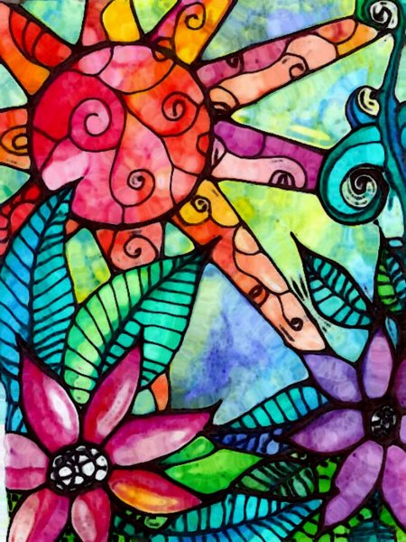 Абстракция цветными карандашами