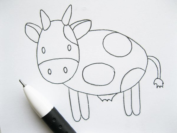 Рисунок коровы карандашом для срисовки
