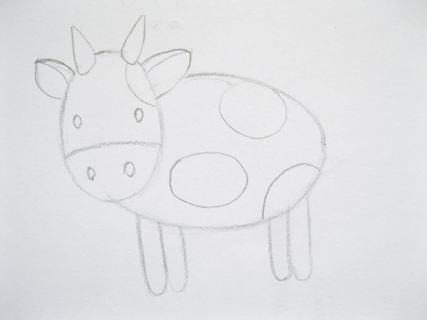 Поэтапное рисование коровы для детей