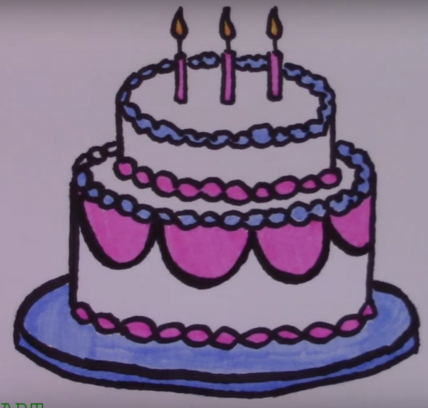 Рисунок торта для срисовки