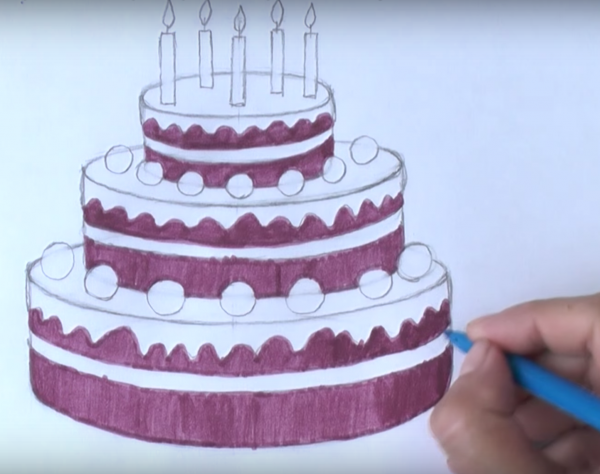 Красивый торт карандашом