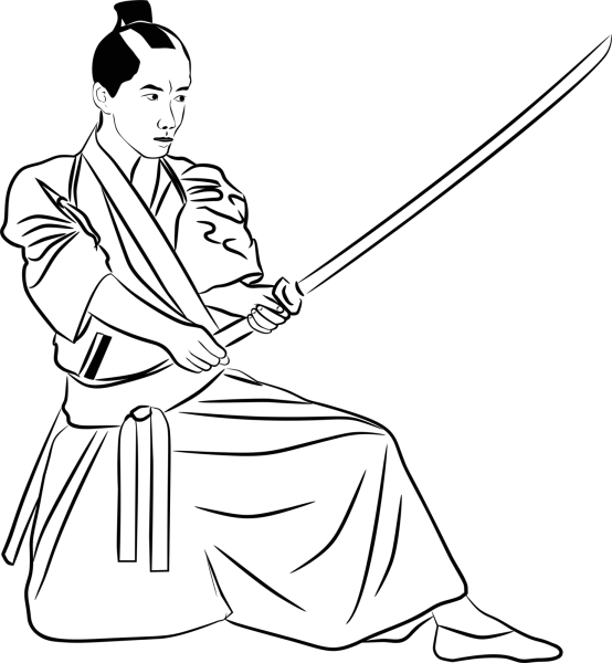Японский Самурай раскраска