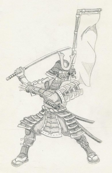 Эскиз самурая легкий