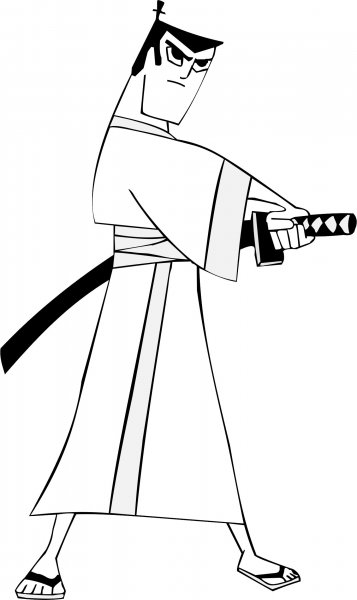 Японский Самурай раскраска