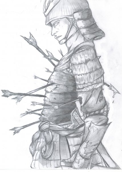 Самурай рисунок карандашом